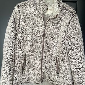 Super warm fuzzy zip down coat